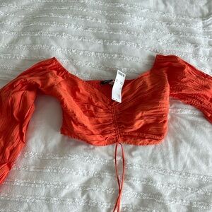 Urban Outfitters Off The Shoulder Cropped Shirt (Size Medium)